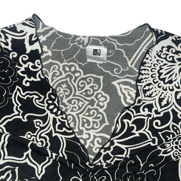 Perfect 90s Sz M Going Out Midriff 3/4 Sleeve Top Blouse Floral Y2K B5 - Picture 5 of 10